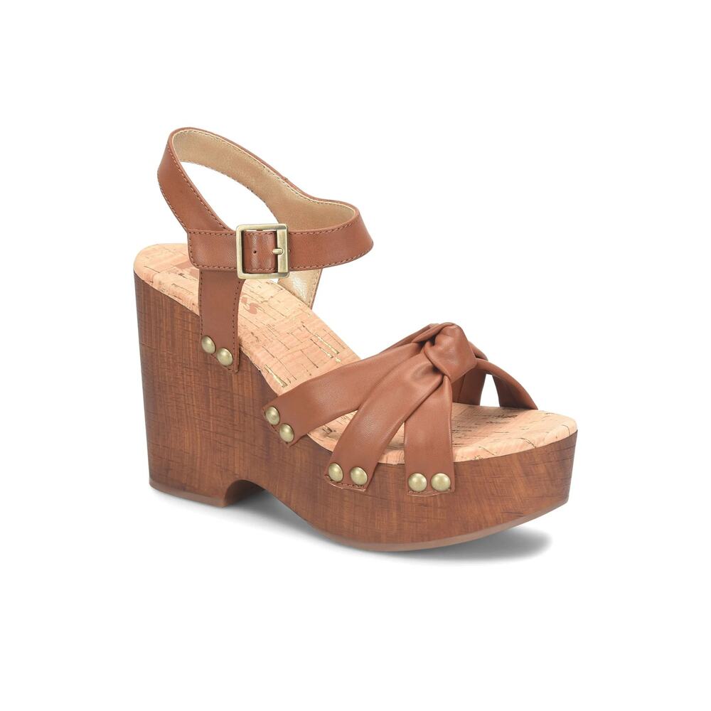 New Korks Dawson Platform Wedge Sandal in Brown Faux Leather Women's Size 11 - Picture 1 of 9